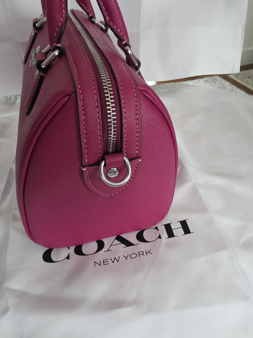 Coach Crossgrain Leather Rowan Satchel in Raspberry Pink - Picture 6 of 7